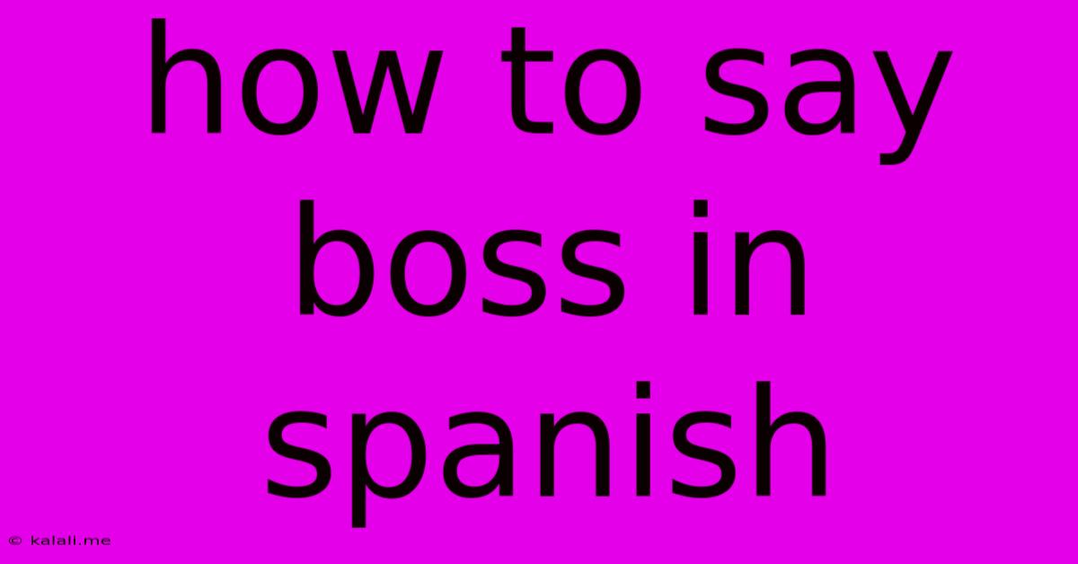How To Say Boss In Spanish