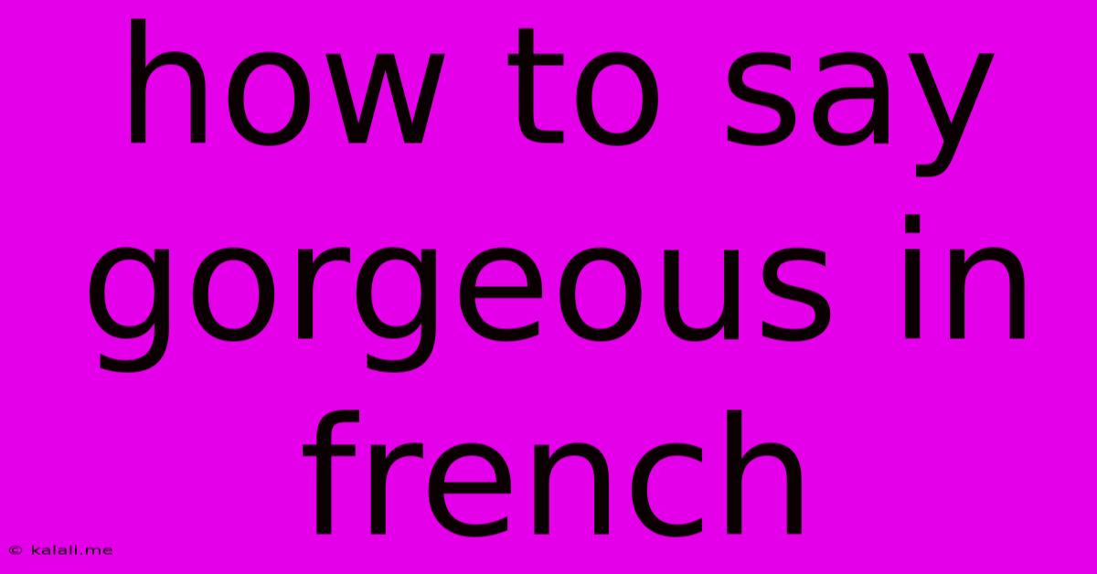 How To Say Gorgeous In French