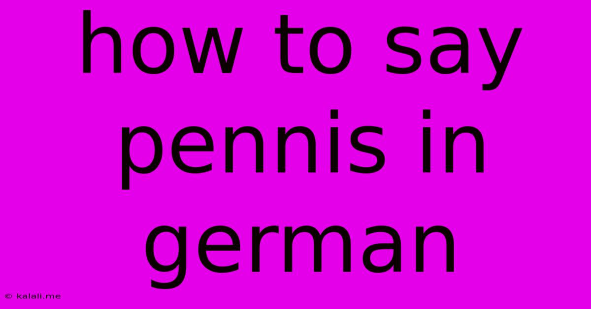How To Say Pennis In German