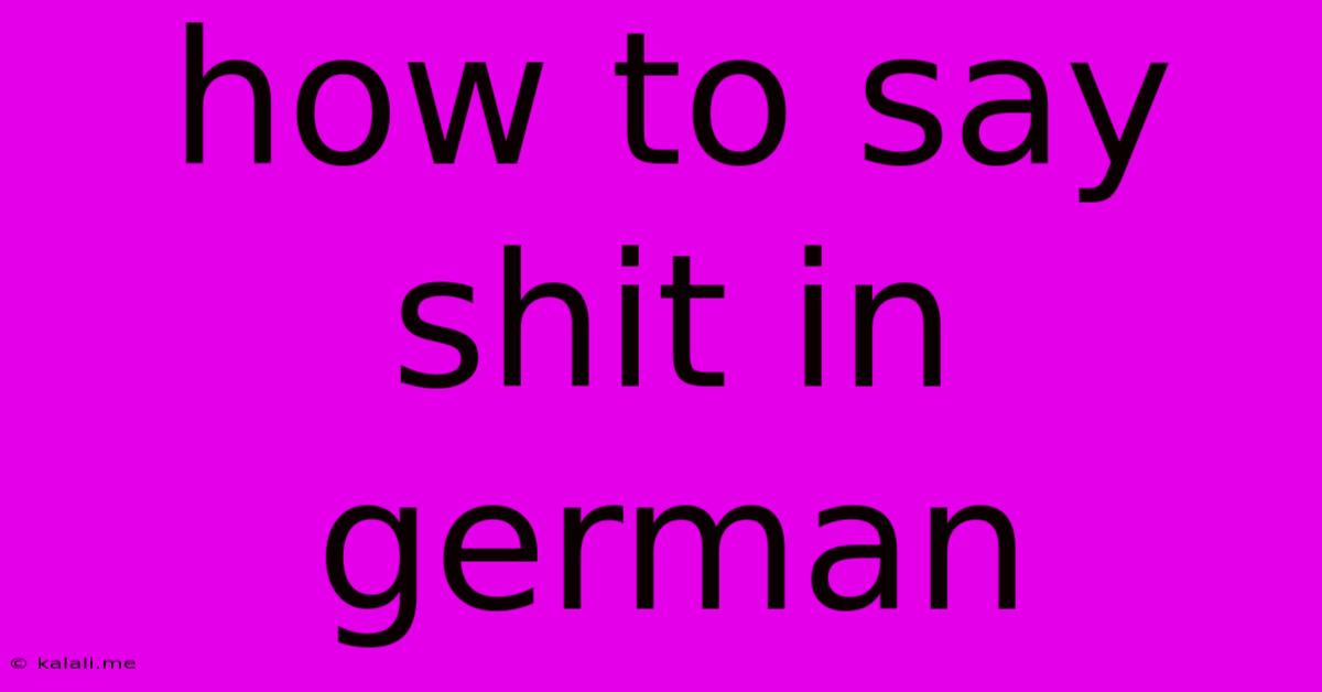 How To Say Shit In German
