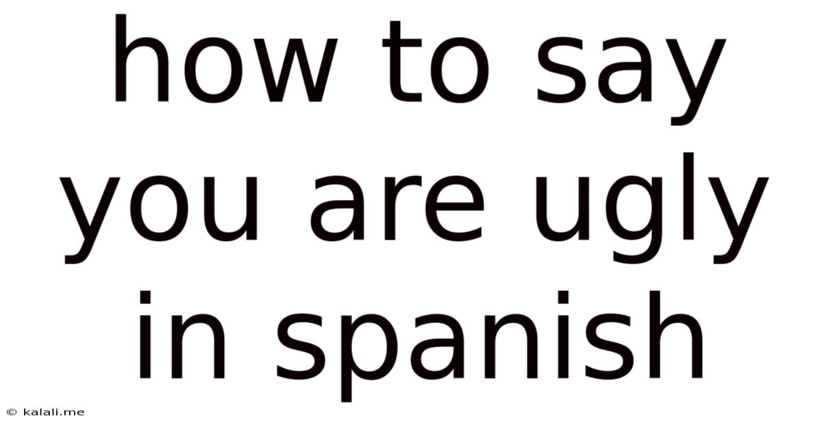 How To Say You Are Ugly In Spanish