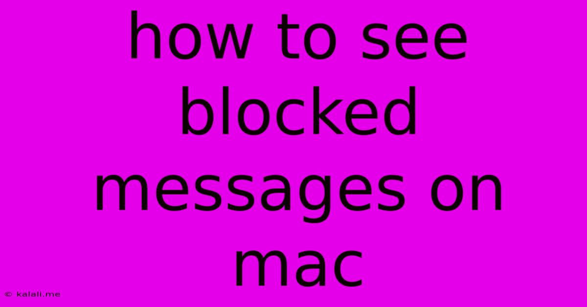 How To See Blocked Messages On Mac