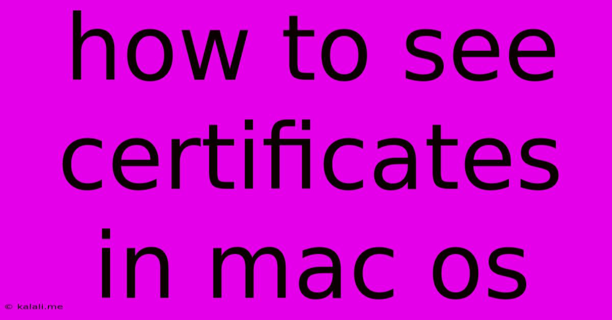 How To See Certificates In Mac Os