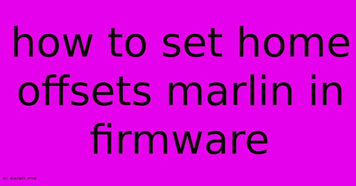 How To Set Home Offsets Marlin In Firmware