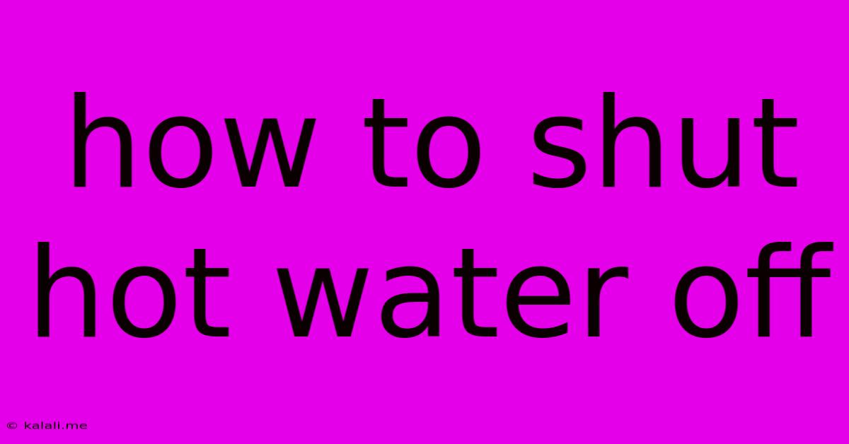 How To Shut Hot Water Off