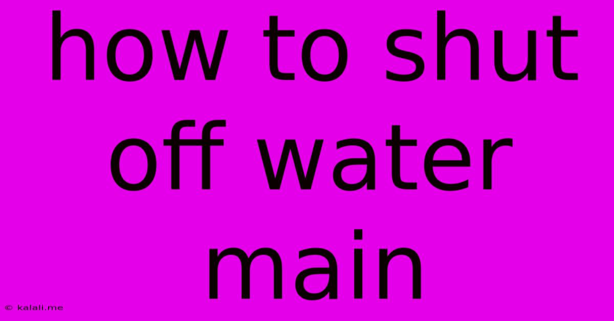 How To Shut Off Water Main