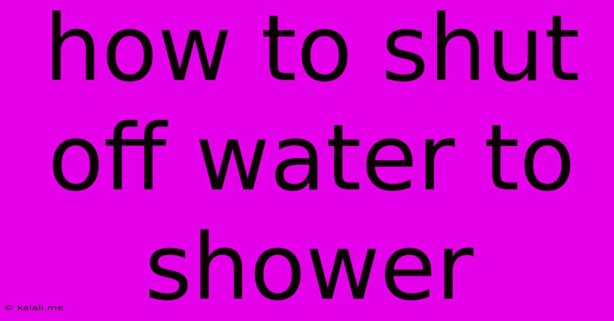 How To Shut Off Water To Shower