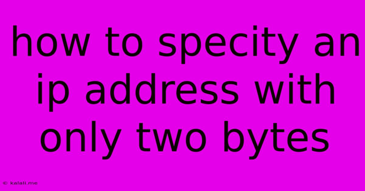 How To Specity An Ip Address With Only Two Bytes