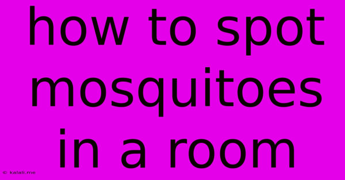 How To Spot Mosquitoes In A Room