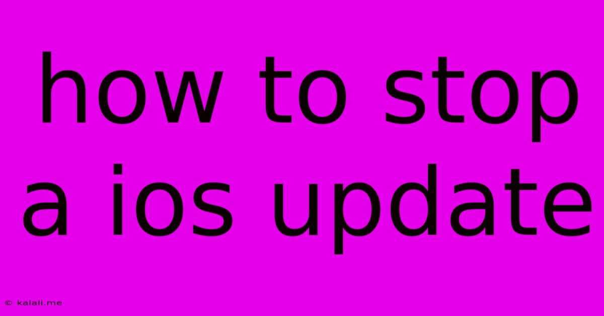 How To Stop A Ios Update
