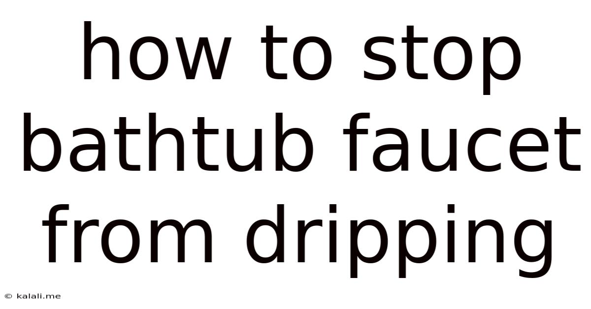 How To Stop Bathtub Faucet From Dripping