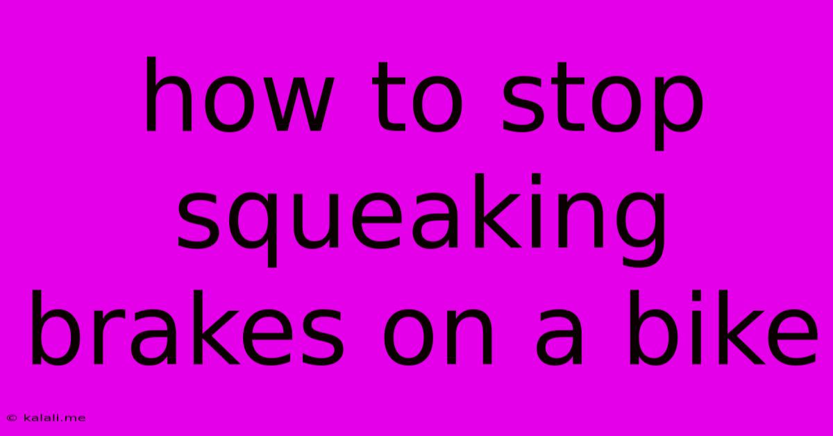 How To Stop Squeaking Brakes On A Bike