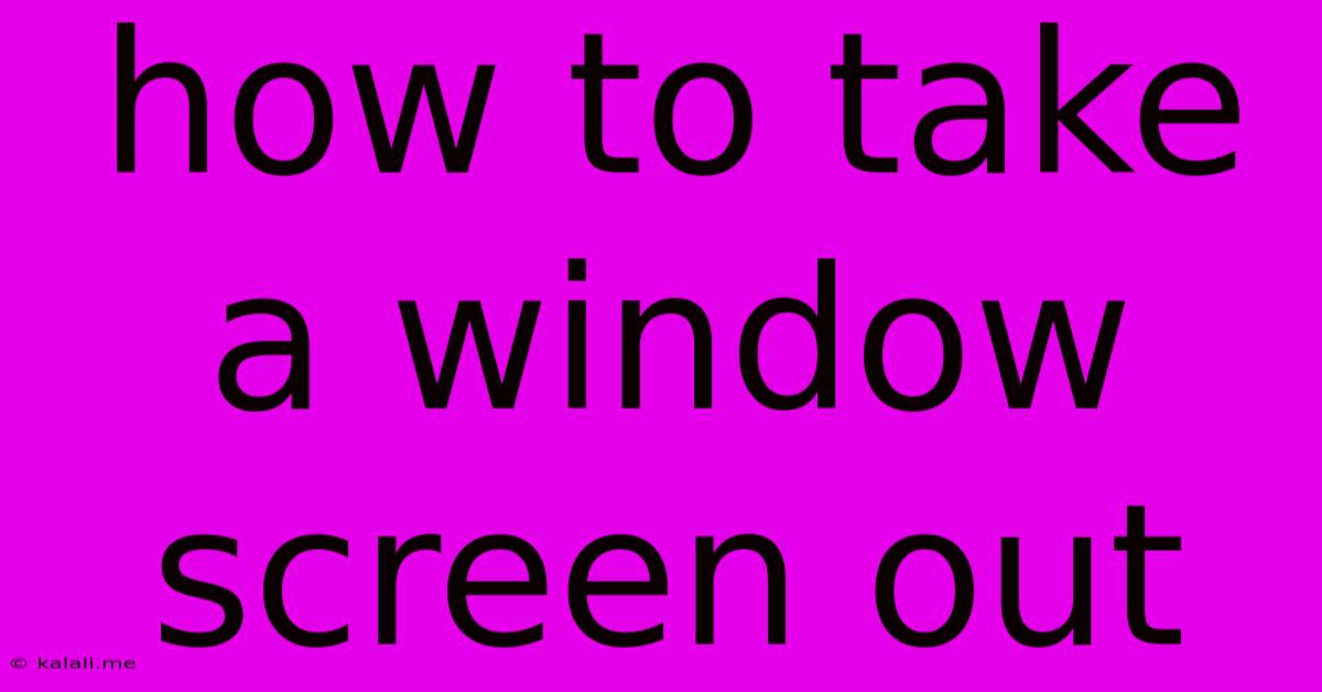 How To Take A Window Screen Out