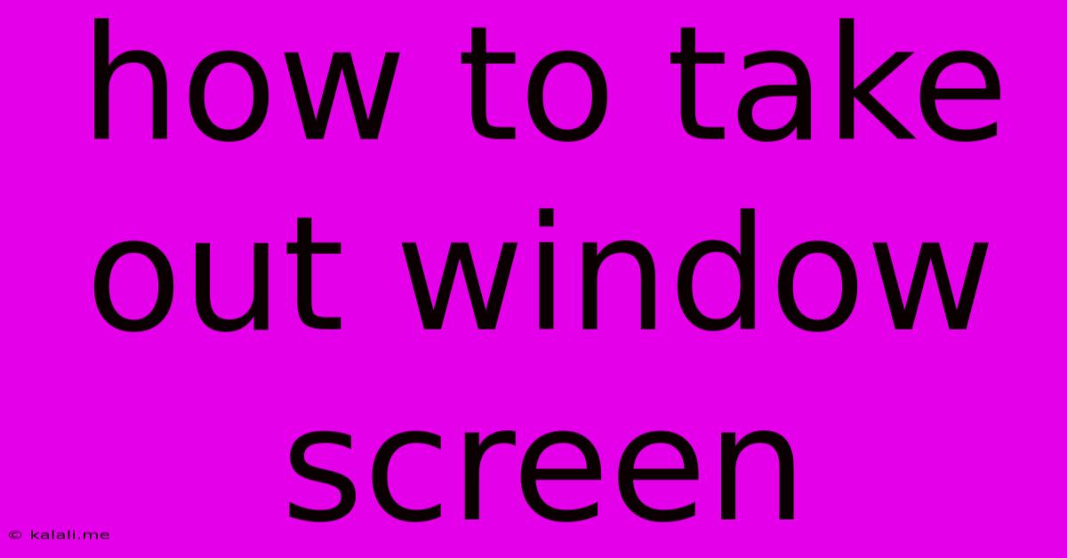 How To Take Out Window Screen