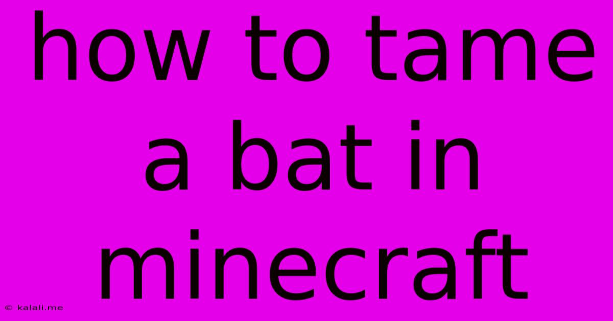 How To Tame A Bat In Minecraft