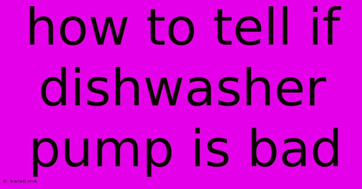 How To Tell If Dishwasher Pump Is Bad