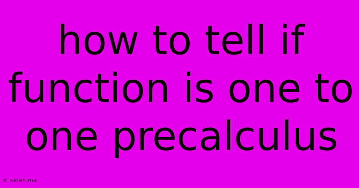 How To Tell If Function Is One To One Precalculus