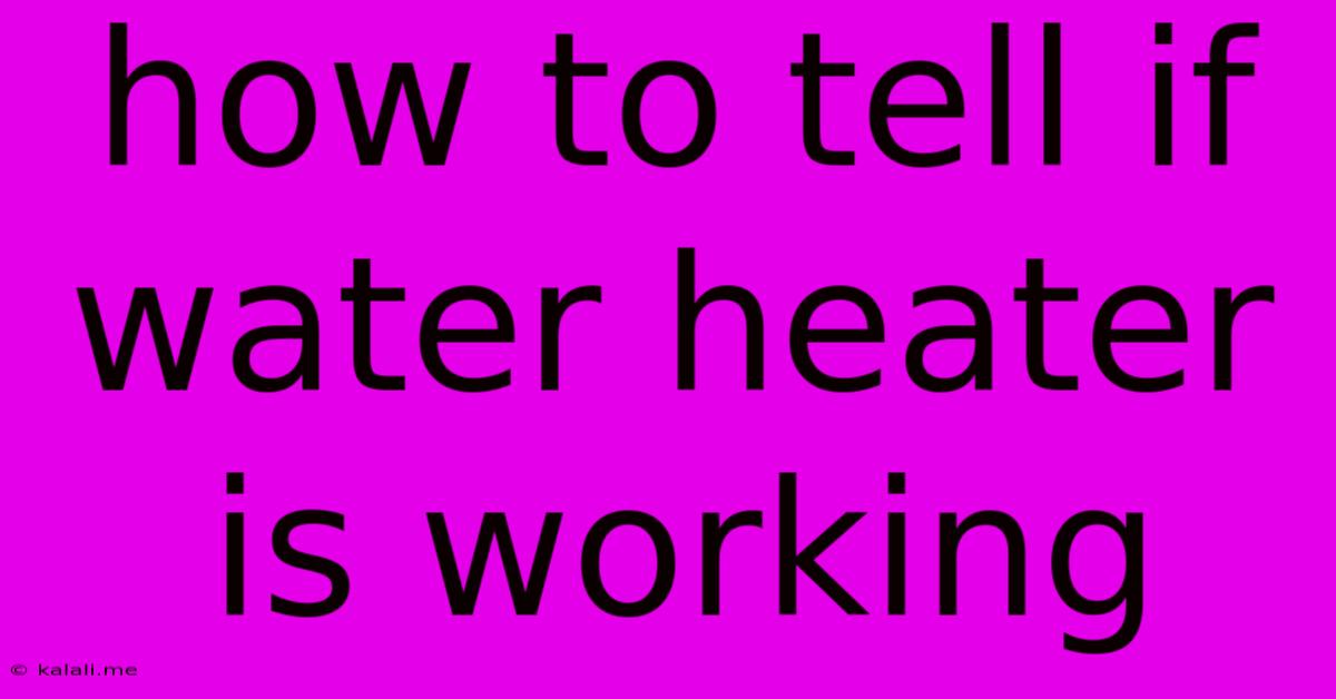 How To Tell If Water Heater Is Working