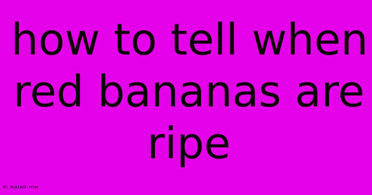How To Tell When Red Bananas Are Ripe