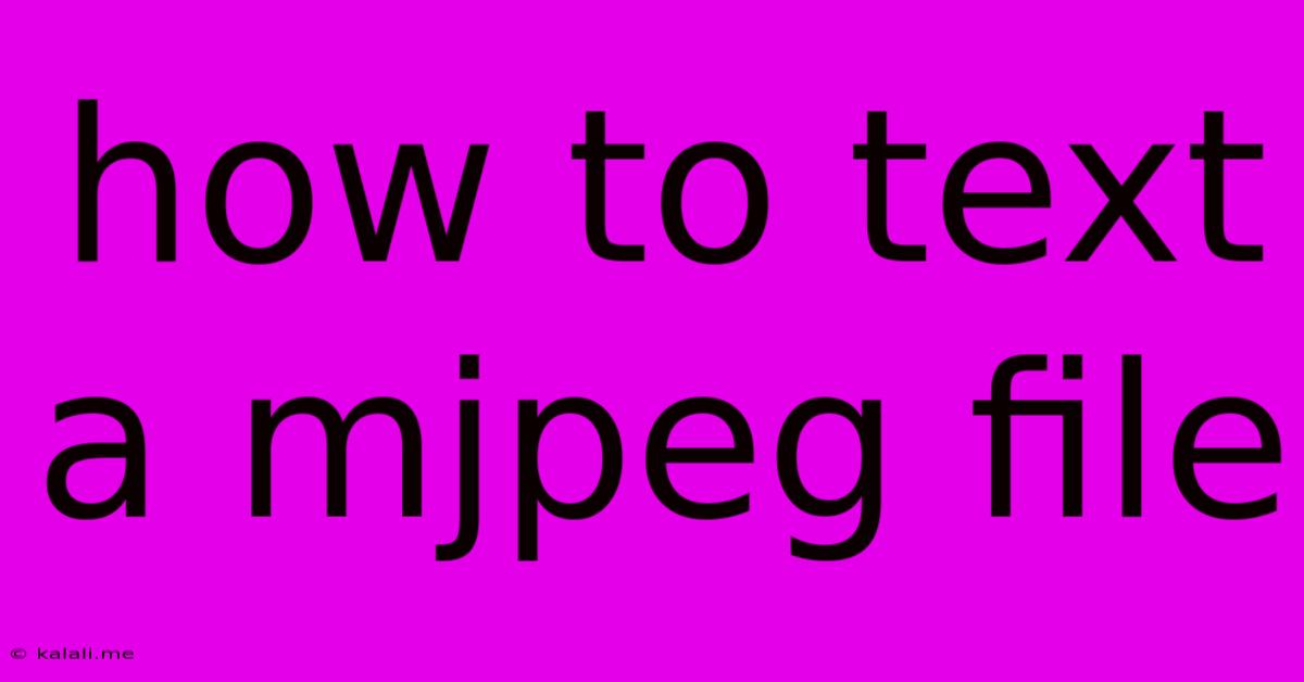 How To Text A Mjpeg File