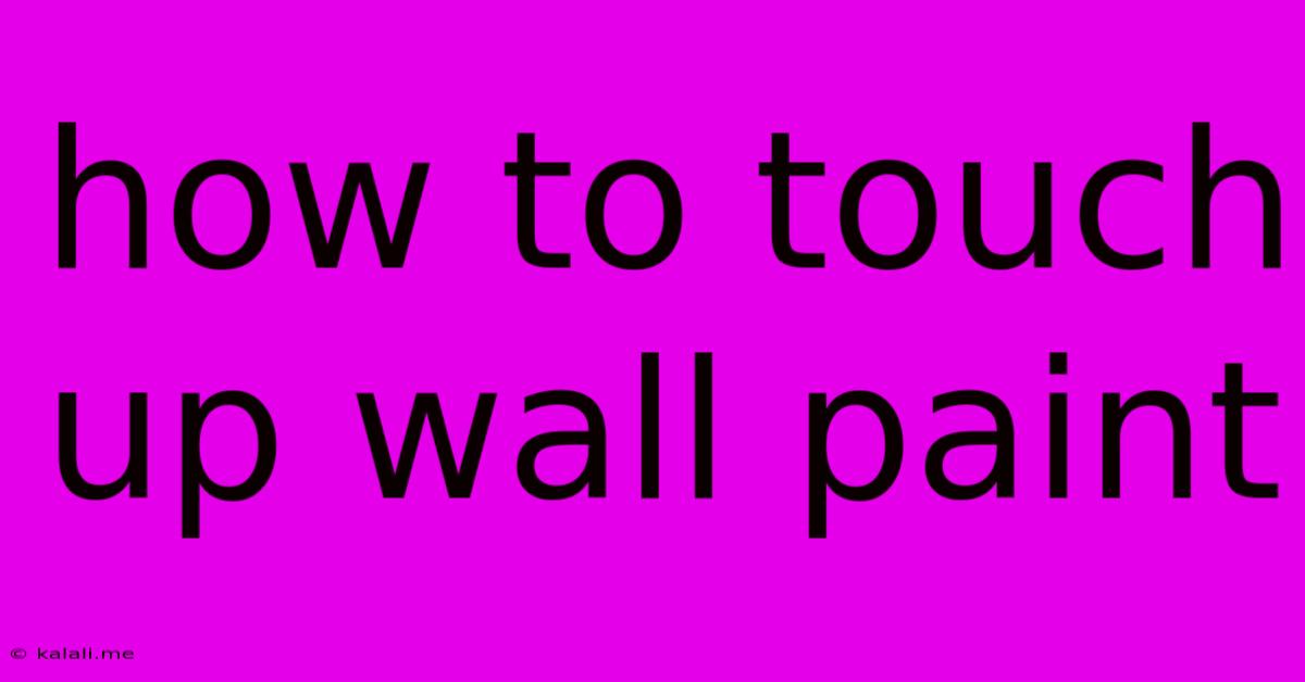 How To Touch Up Wall Paint