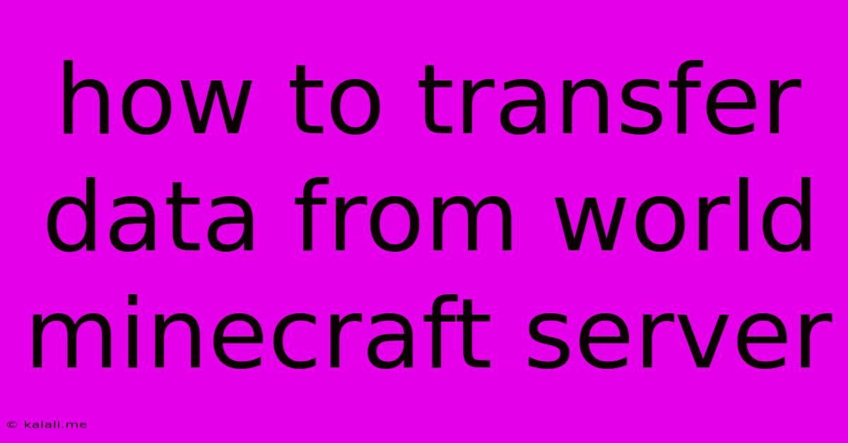 How To Transfer Data From World Minecraft Server