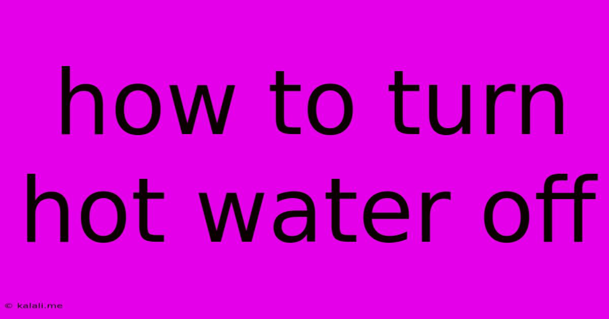 How To Turn Hot Water Off