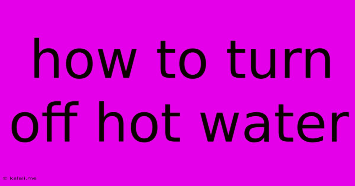 How To Turn Off Hot Water