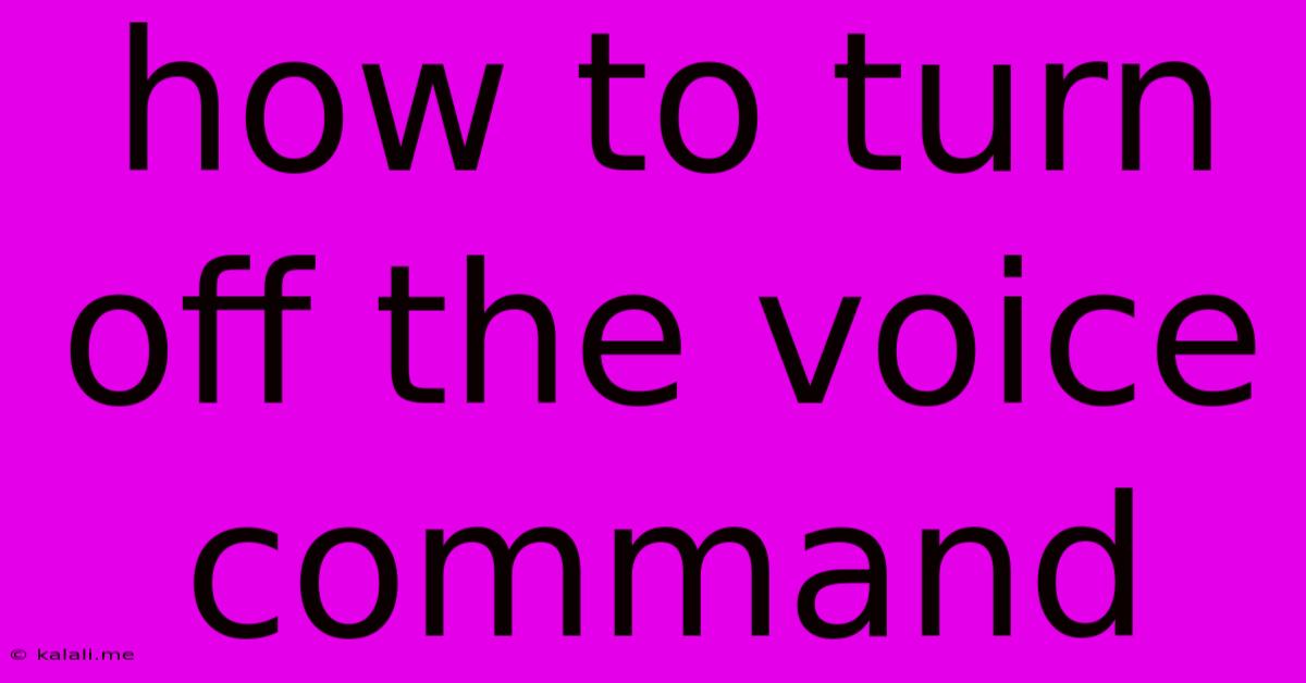 How To Turn Off The Voice Command