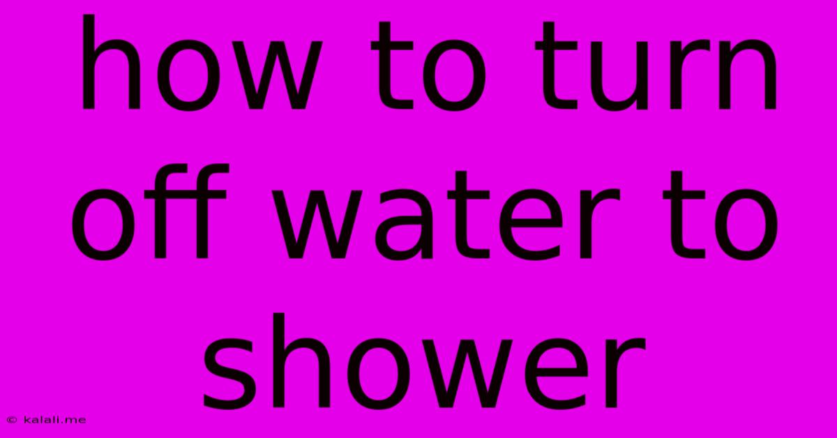 How To Turn Off Water To Shower