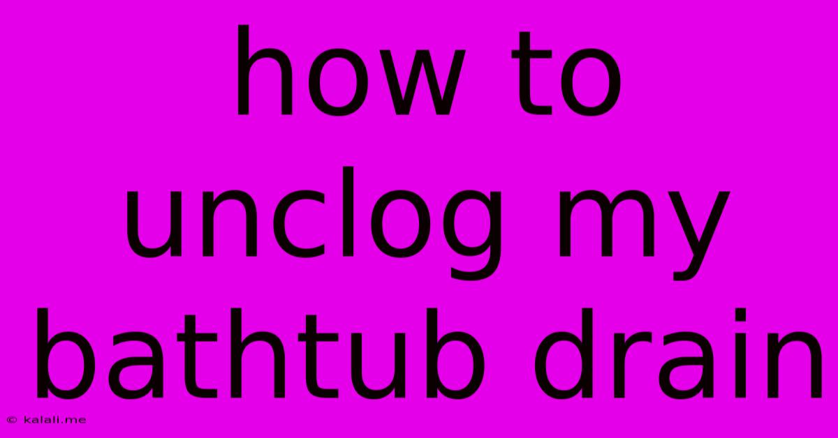 How To Unclog My Bathtub Drain