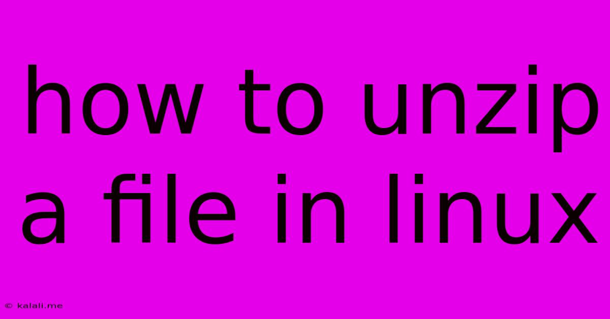 How To Unzip A File In Linux