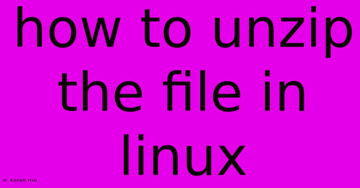 How To Unzip The File In Linux
