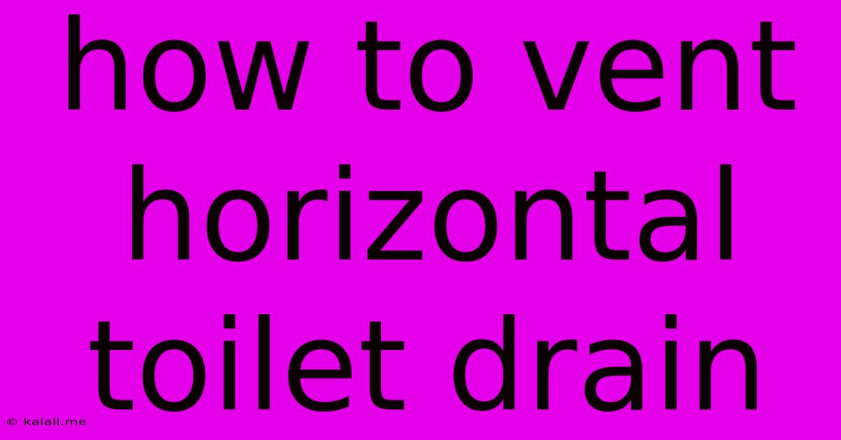 How To Vent Horizontal Toilet Drain