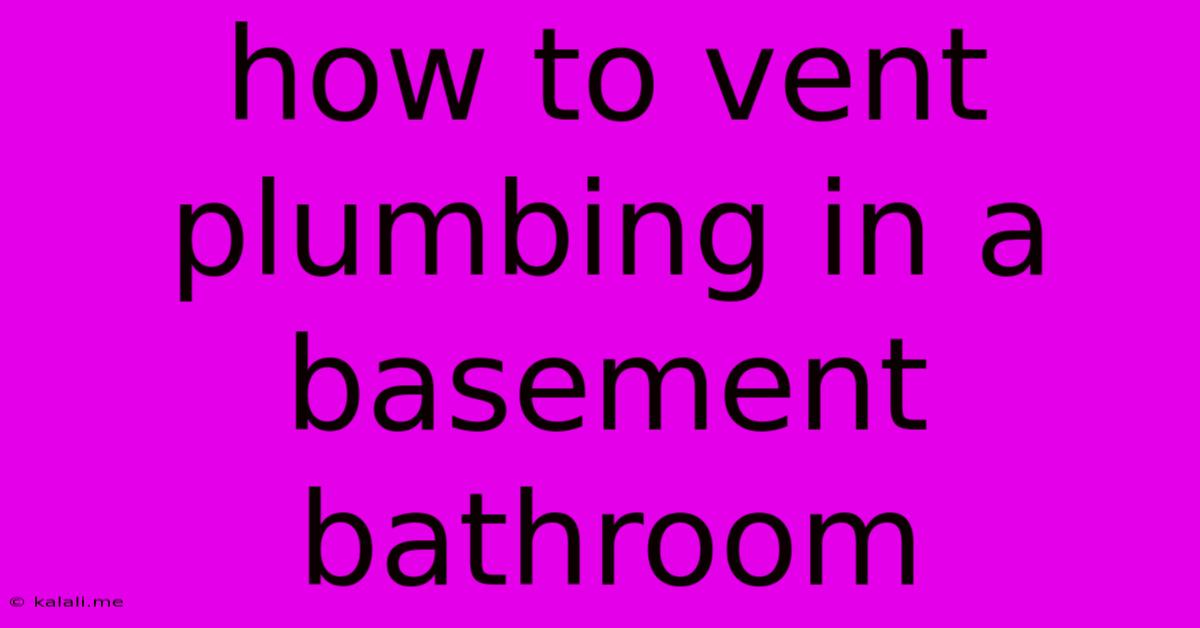 How To Vent Plumbing In A Basement Bathroom