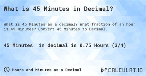 How To Write 45 Minutes As A Decimal