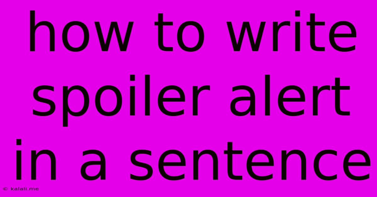 How To Write Spoiler Alert In A Sentence