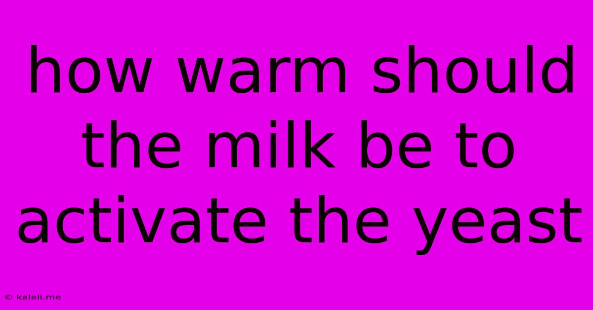 How Warm Should The Milk Be To Activate The Yeast