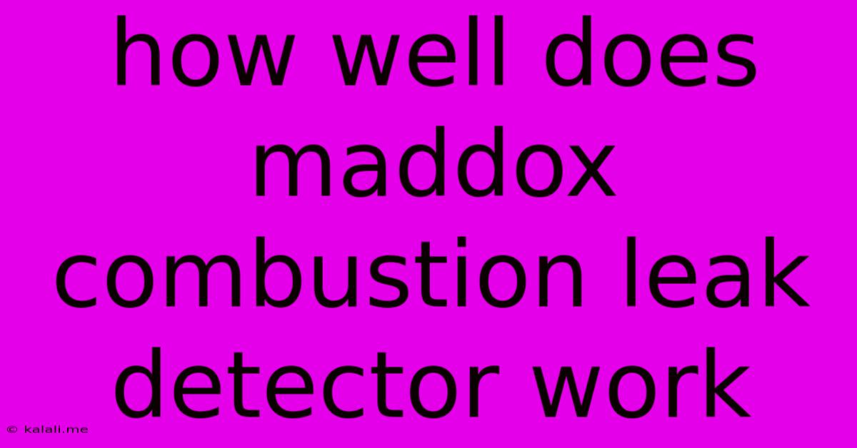 How Well Does Maddox Combustion Leak Detector Work