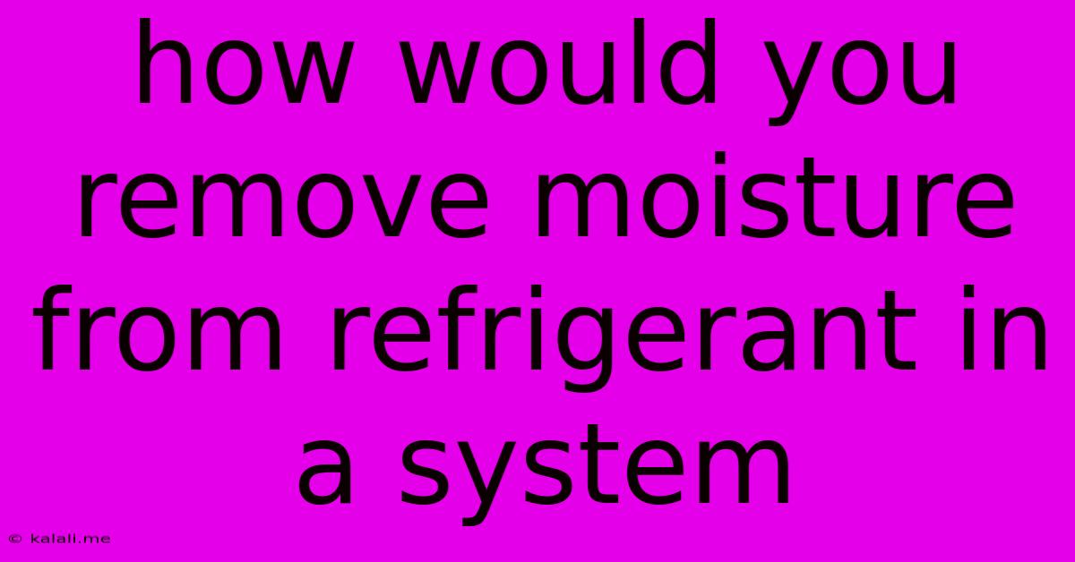 How Would You Remove Moisture From Refrigerant In A System