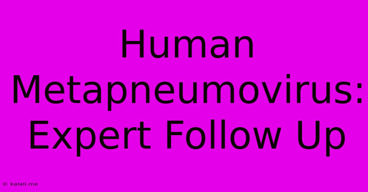 Human Metapneumovirus: Expert Follow Up