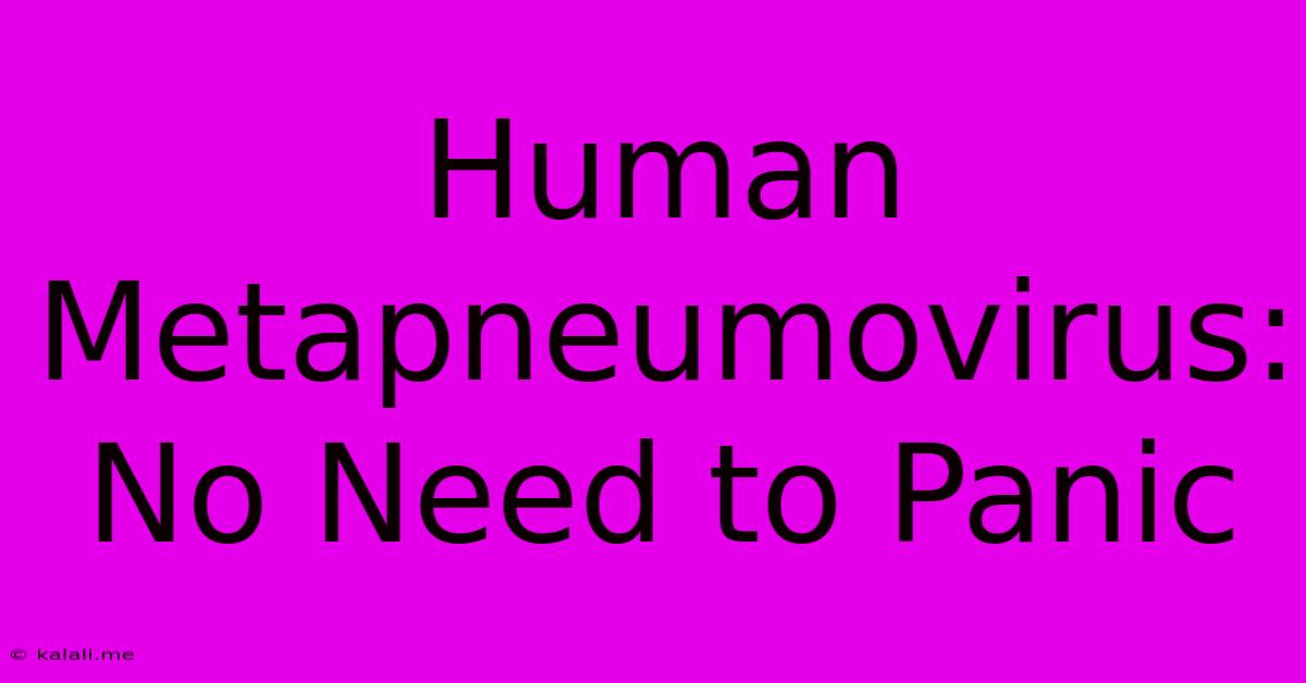 Human Metapneumovirus: No Need To Panic