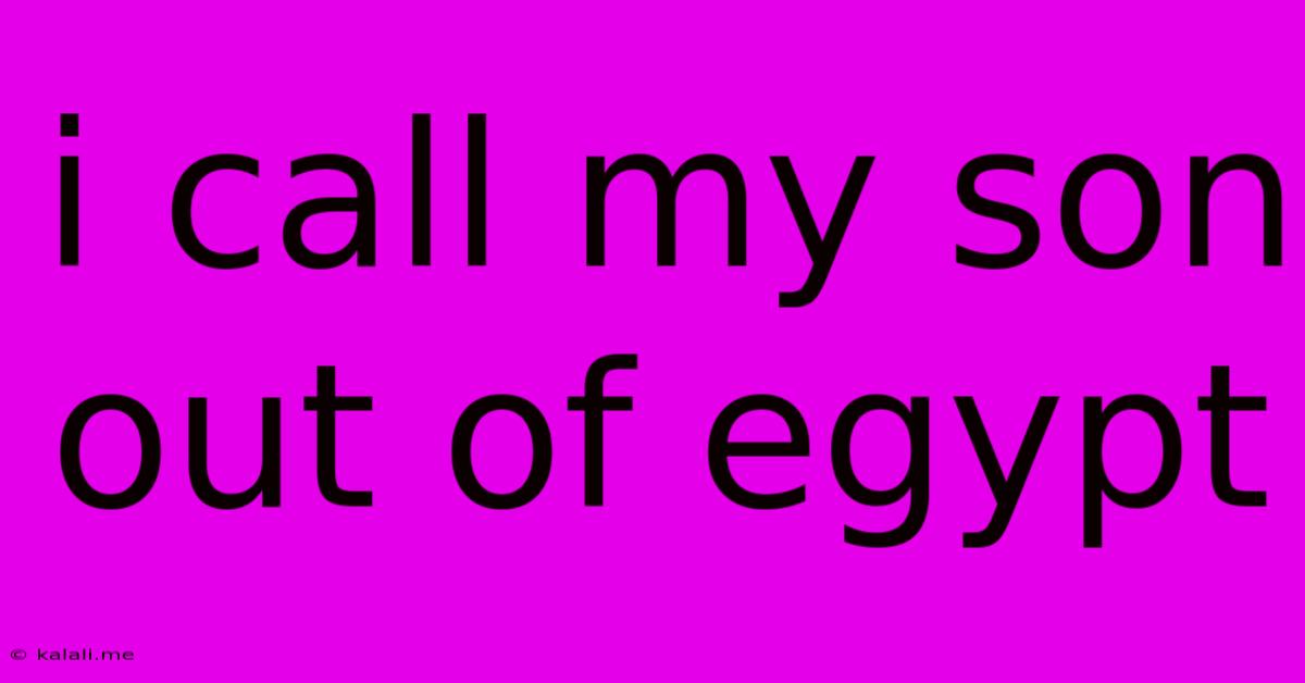 I Call My Son Out Of Egypt