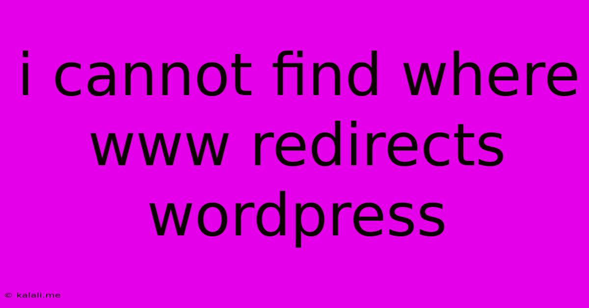 I Cannot Find Where Www Redirects Wordpress