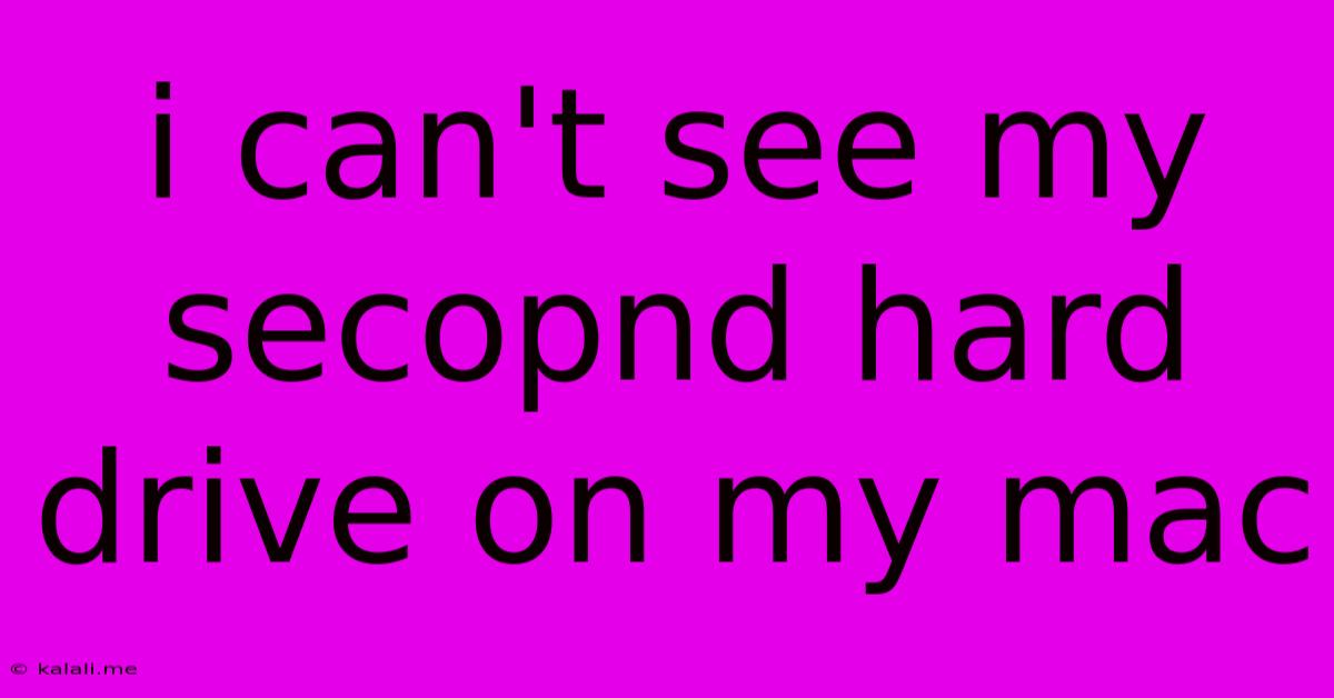 I Can't See My Secopnd Hard Drive On My Mac