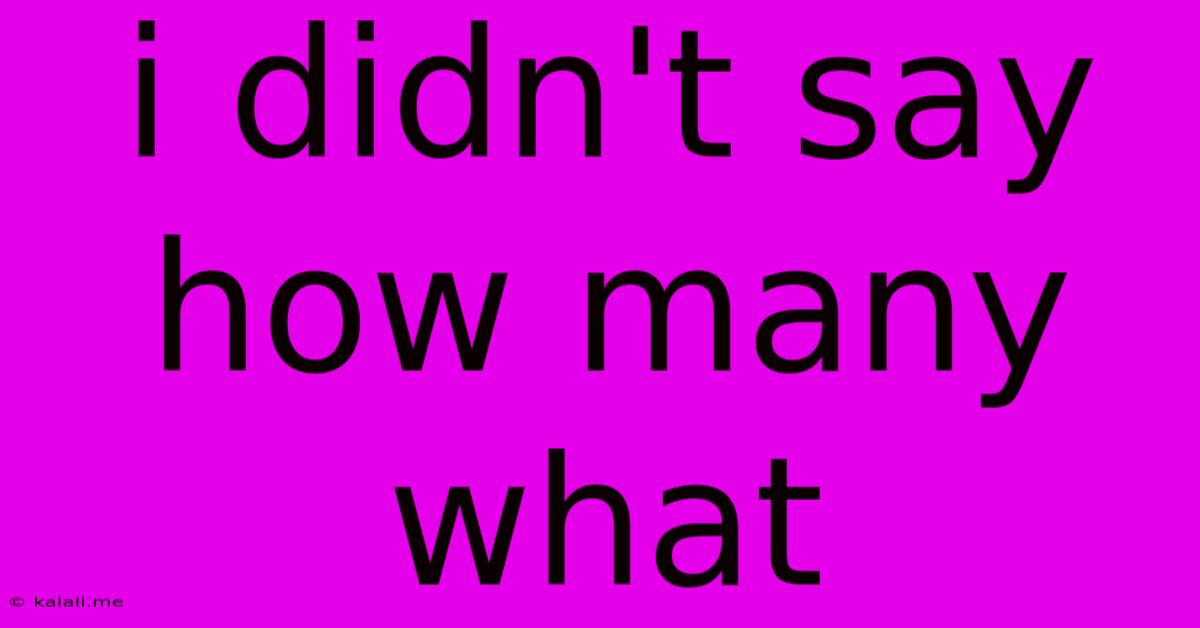 I Didn't Say How Many What