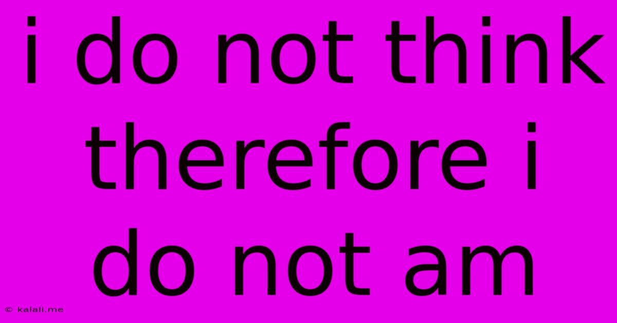 I Do Not Think Therefore I Do Not Am