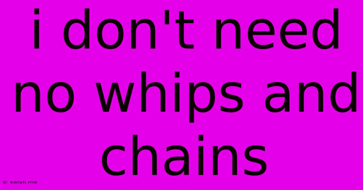 I Don't Need No Whips And Chains