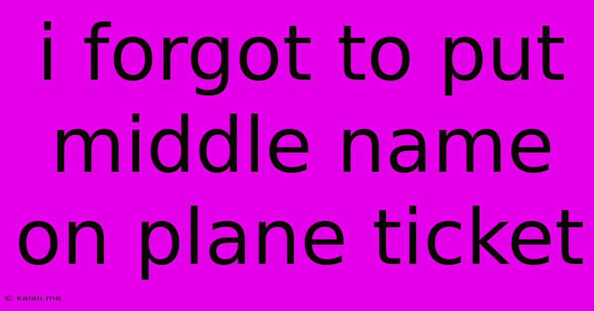 I Forgot To Put Middle Name On Plane Ticket