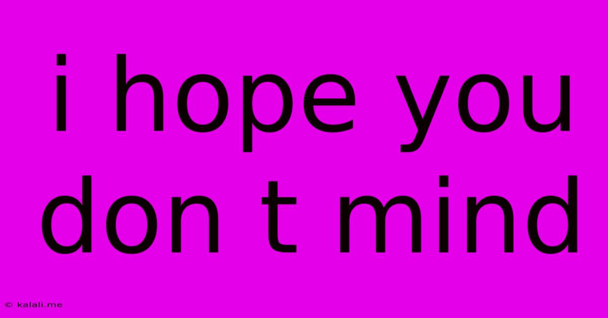 I Hope You Don T Mind